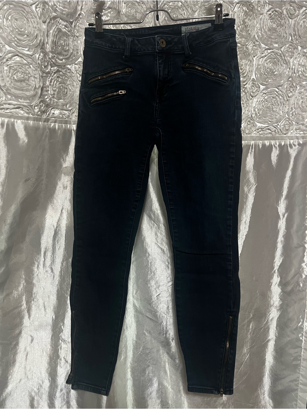 pistola Black Skinny Jeans with Zipper Details